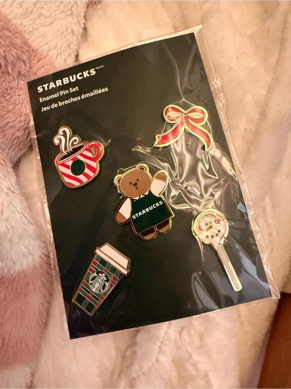 Starbucks Red Holiday Cup and Enamel Pins